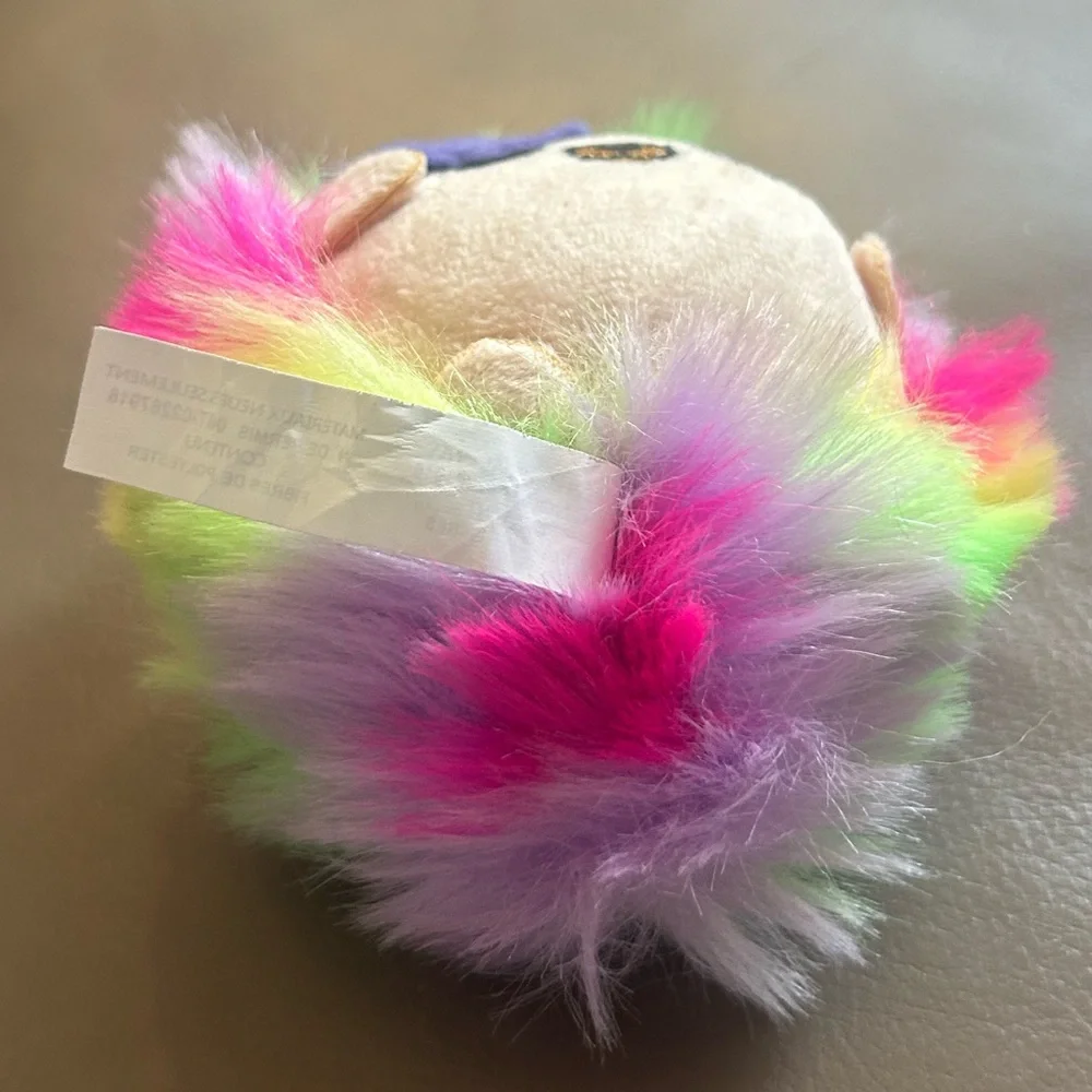 Rainbow💙🩷💚💛💜 Teddy Bear🧸 with purple bow Plush Keychain